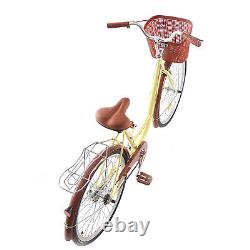 Vintage Ladies Woman Bike with Basket, 26 Inch Girls Bike Dutch Style City Bicycle