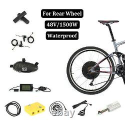 Waterproof 26 48V 1500W Electric Bicycle Conversion Kit E Bike Motor Rear LCD