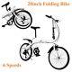 White Folding Bike Foldable City Bike For Adult 20 Commute Bicycle 6-speed Gear