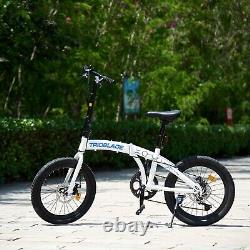 White Unisex Folding Bike 20 inch Wheels Bike 7 Speed Disc Brakes Bicycle NEW