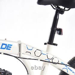 White Unisex Folding Bike 20 inch Wheels Bike 7 Speed Disc Brakes Bicycle NEW