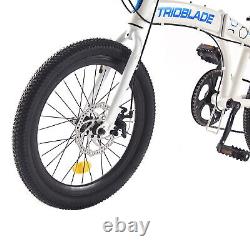 White Unisex Folding Bike 20 inch Wheels Bike 7 Speed Disc Brakes Bicycle NEW