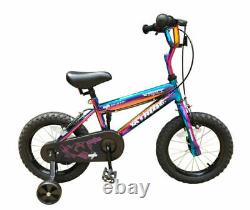 XN Tribe HiJack 14 Kids Bike Pavement Bicycle w Stabilisers Neo Chrome Jet Fuel