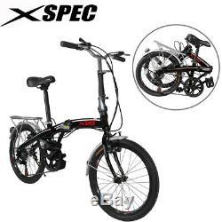Xspec 20 7 Speed City Folding Mini Compact Bike Bicycle Commuter, Black