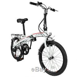 Xspec 20 7 Speed City Folding Mini Compact Bike Bicycle Commuter, White